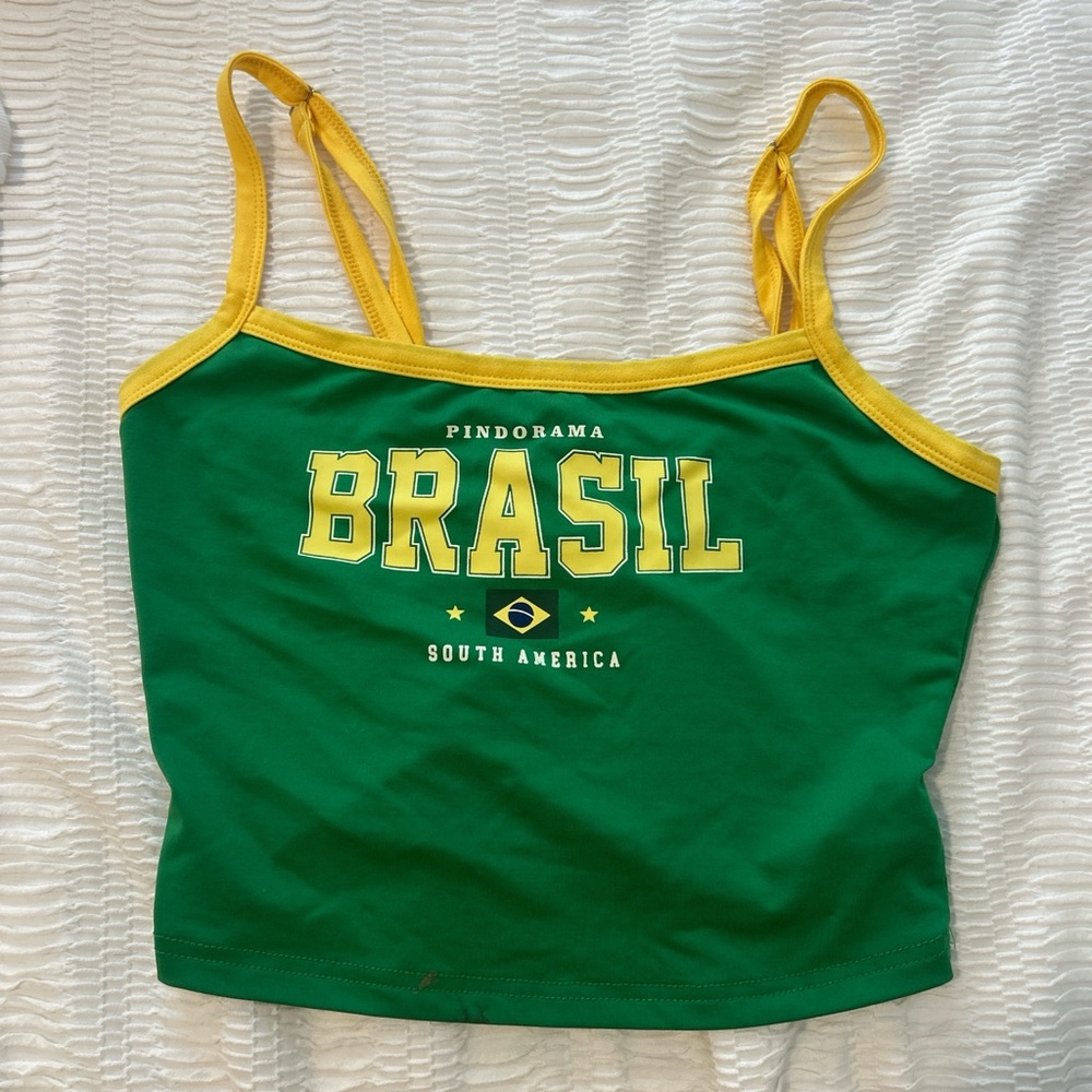 SHEIN Green and Yellow Brasil Cami Top